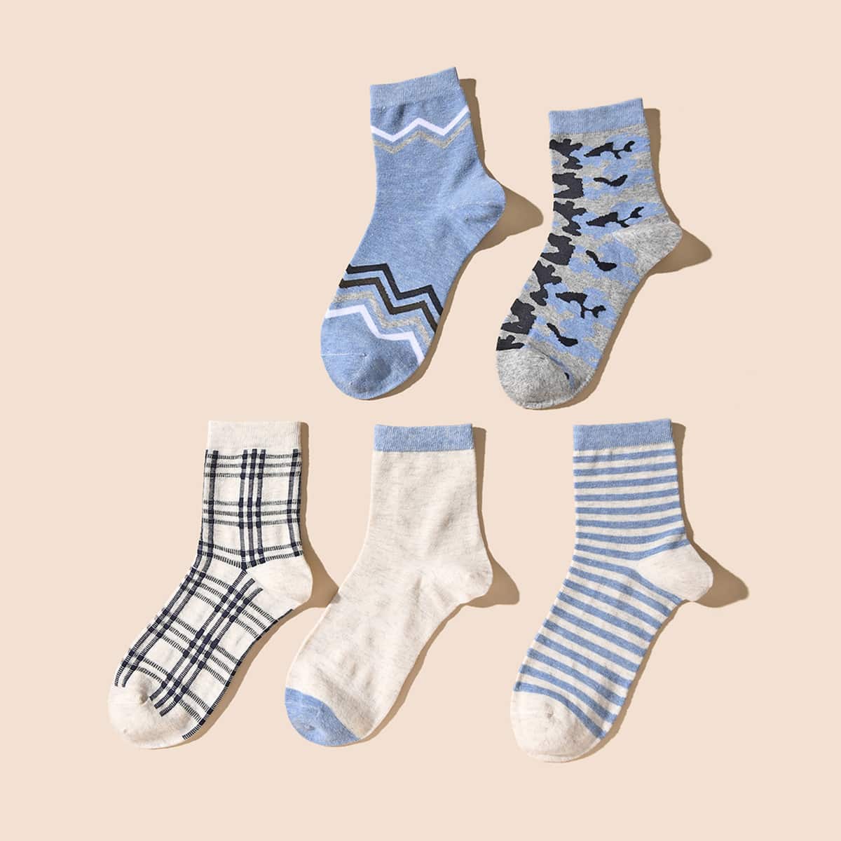 

5pairs Guys Striped Pattern Socks, Multicolor