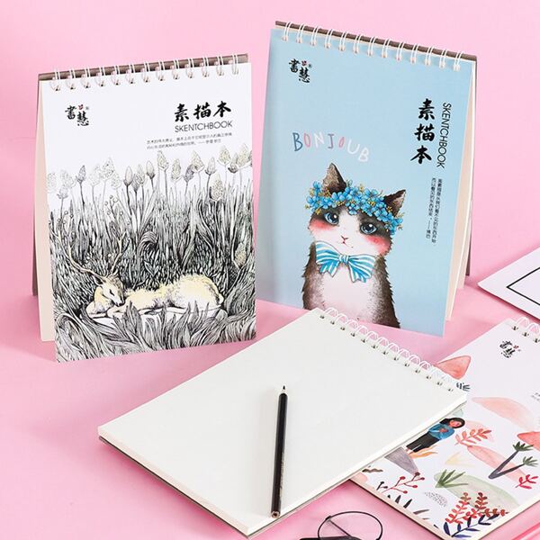 

1pack Cartoon Cover Spiral Random Sketchbook, Multicolor
