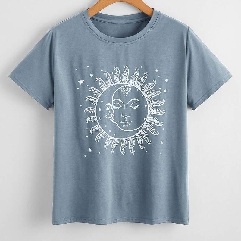 

Sun Graphic Tee, Dusty blue