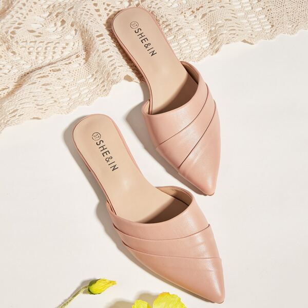 

Point Toe Flat Mules, Pink