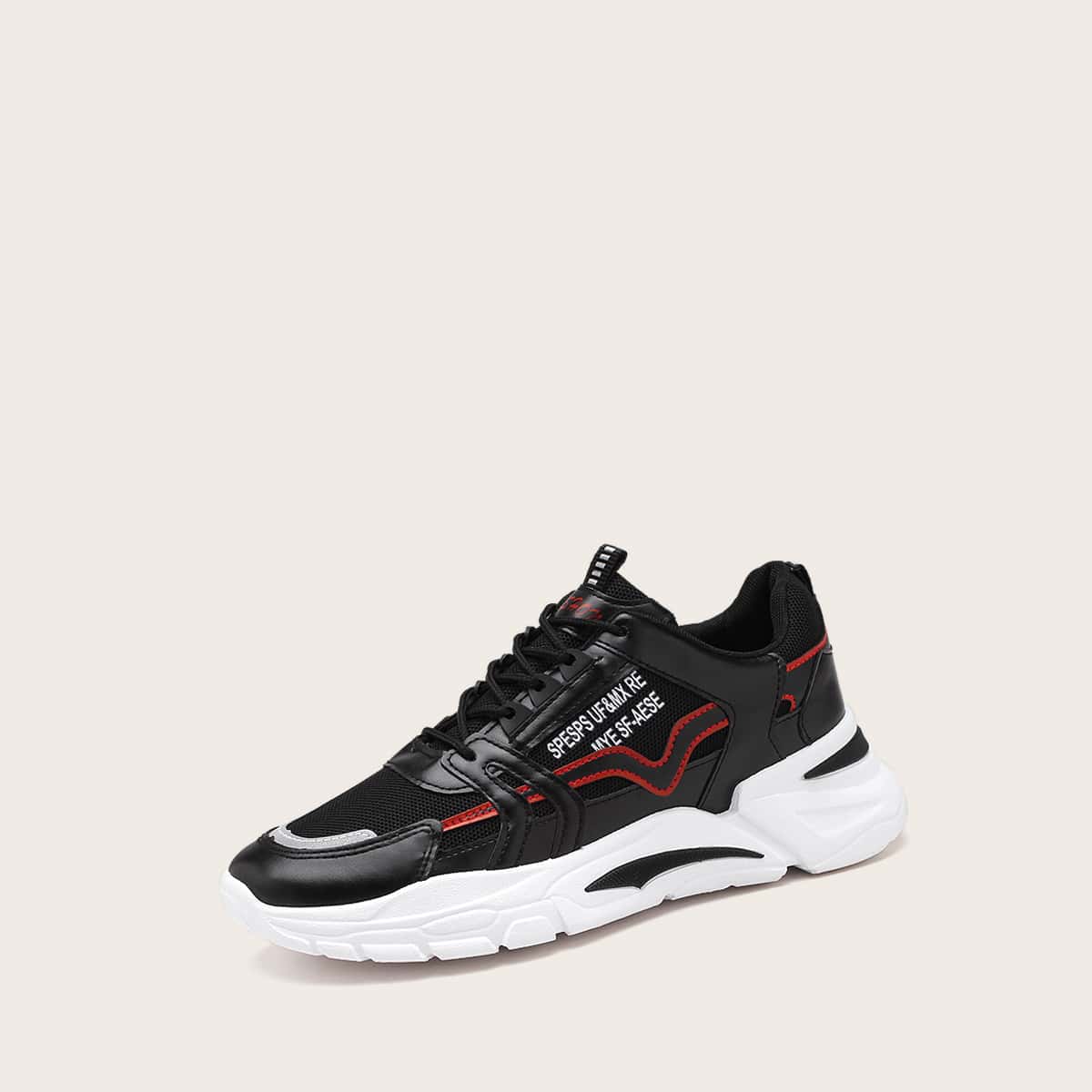 

Guys Lace-up Front Wide Fit Chunky Sneakers, Black