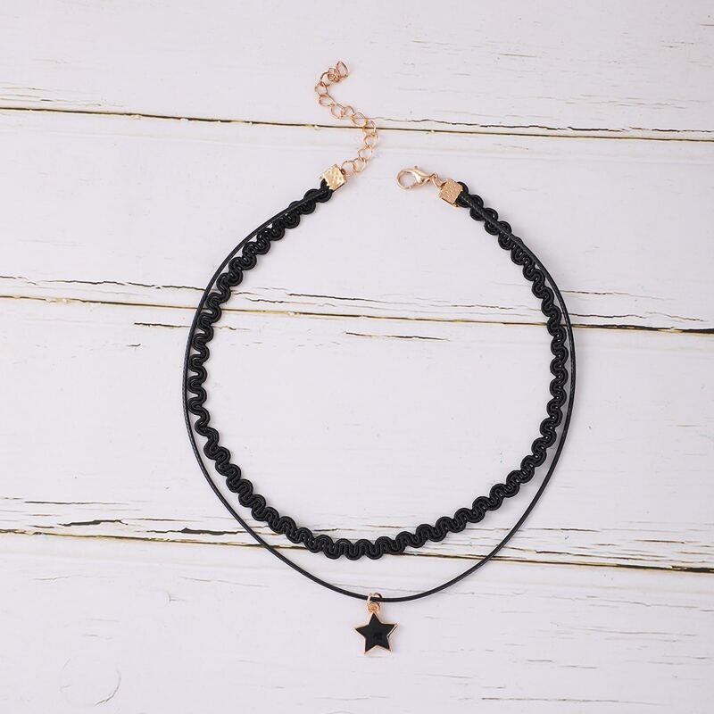 

Star Layered Choker, Black
