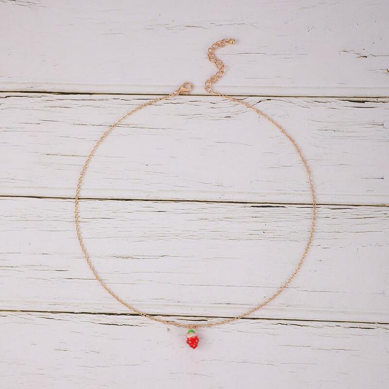 

Strawberry Pendant Necklace, Gold