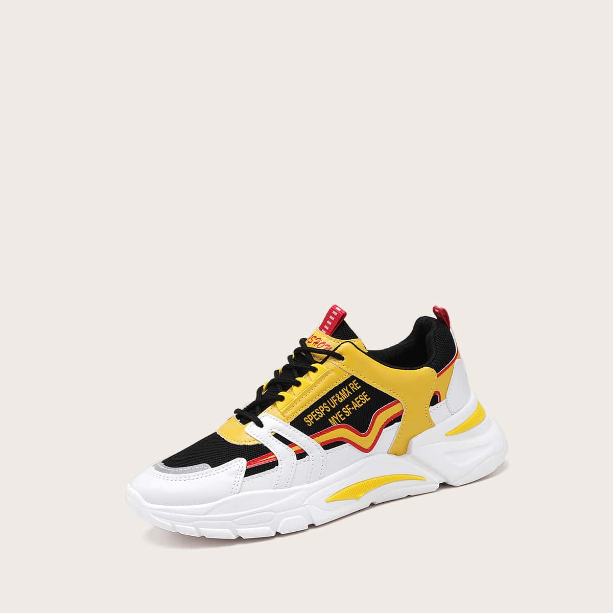 

Guys Lace-up Front Wide Fit Chunky Sneakers, Yellow