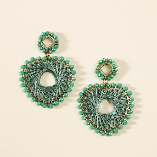 

Hollow Out Heart Drop Earrings, Mint green