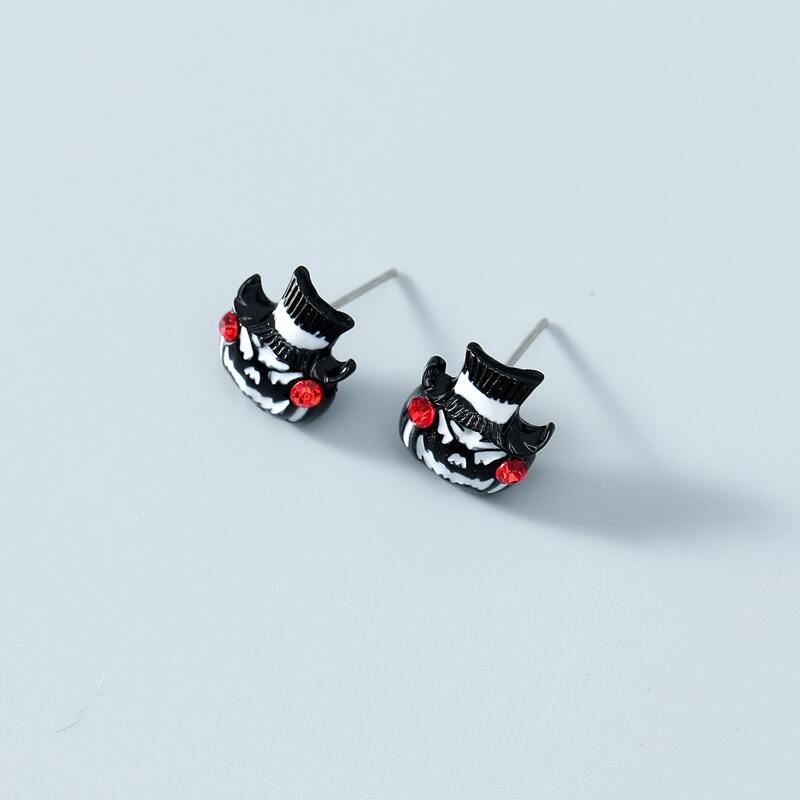 

Guys Halloween Pumpkin Design Stud Earrings, Black