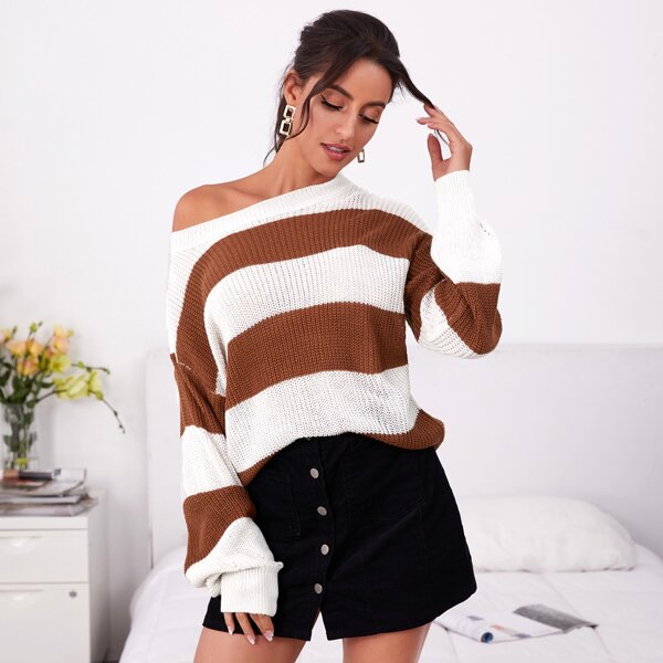 

Drop Shoulder Color Block Sweater, Multicolor