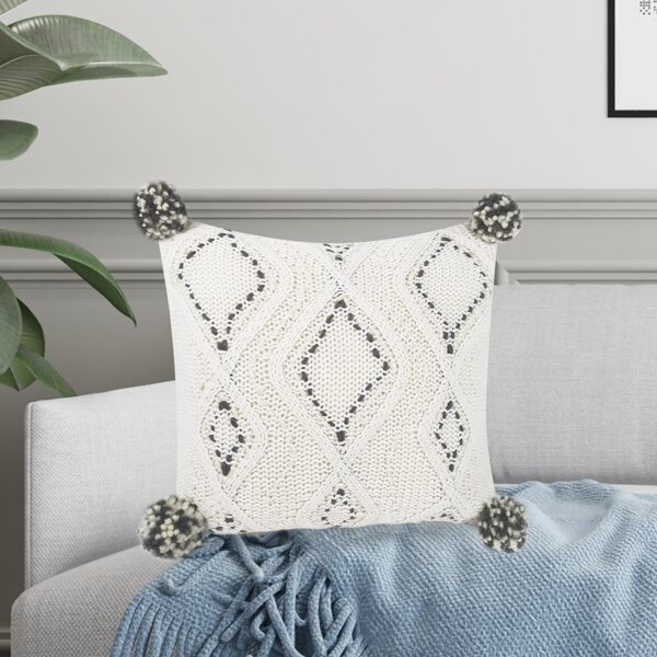 

Knitted Cushion Cover Without Filler, White