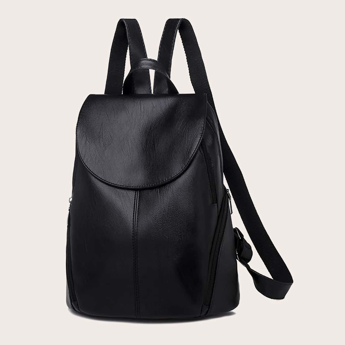 

Minimalist Flap Backpack, Black