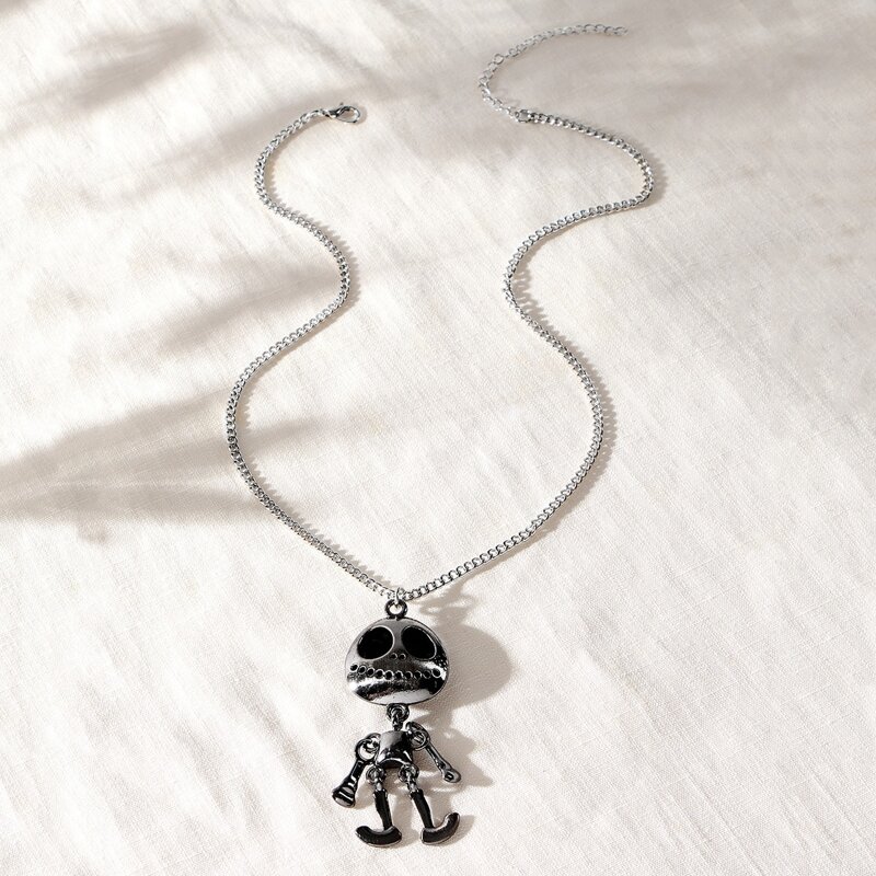 

Skeleton Pendant Necklace, Black