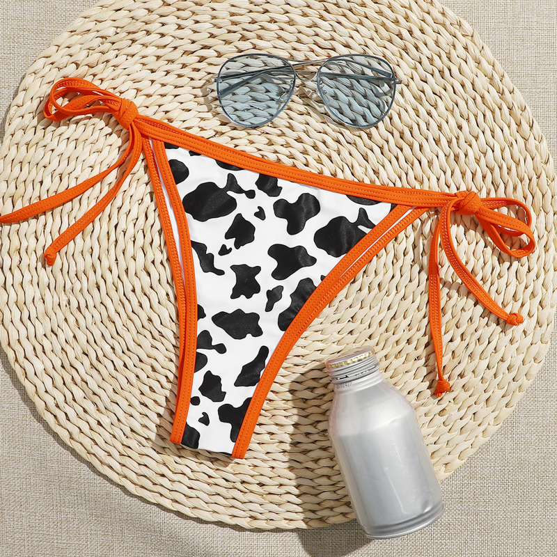 

Cow Print Tie Side Bikini Panty, Black and white