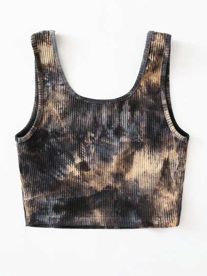 Rib-knit Tie Dye Tank Top