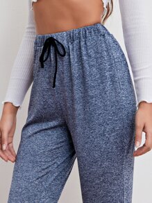 SHEIN Essnce Quần Thắt nút màu trơn Màu xanh lam Thể thao - Màu xanh lam - Xem 4