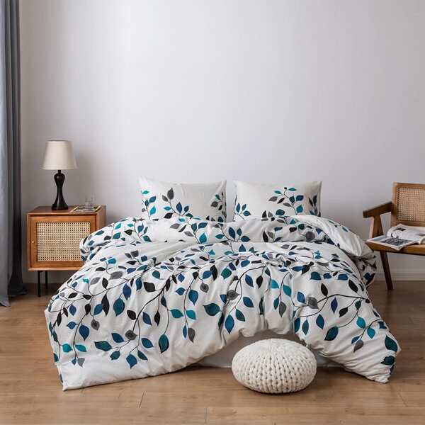 

Leaf Print Bedding Set Without Filler, Multicolor