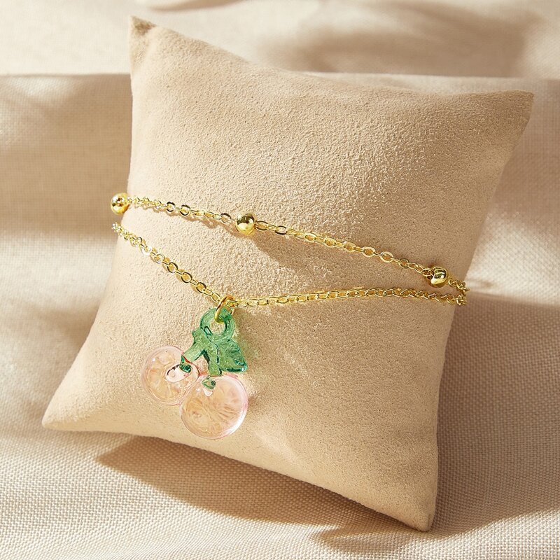 

Clear Cherry Chain Bracelet, Gold
