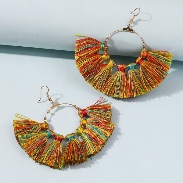 

Tassel Decor Drop Earrings, Multicolor