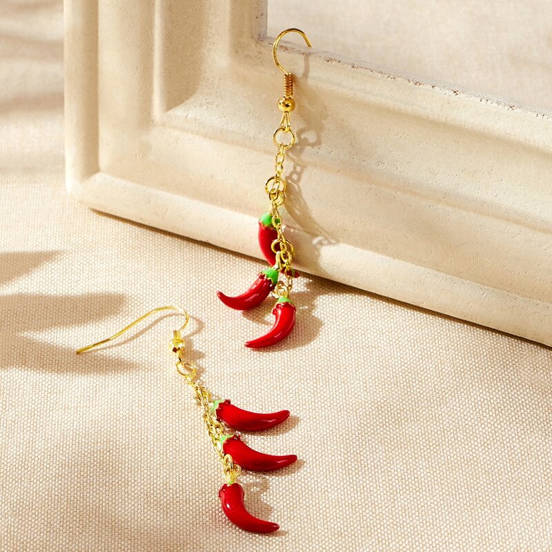 

Chili Drop Earrings, Red