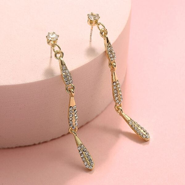 

Rhinestone Water Drop Earrings, Gold