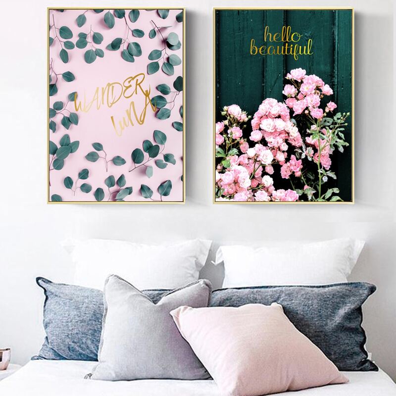 

2pcs Plant Print Wall Painting Without Frame, Multicolor