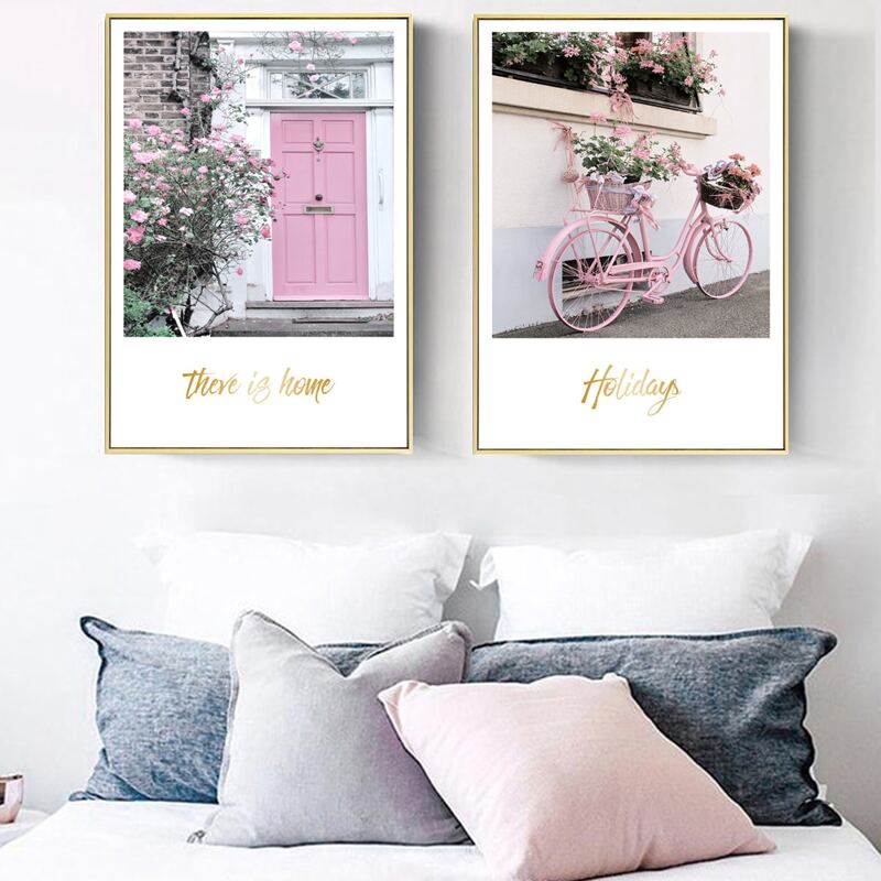 

2pcs Flower Print Wall Painting Without Frame, Multicolor