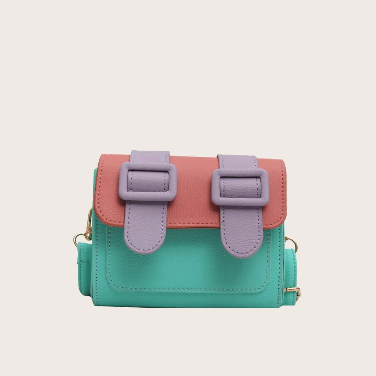 

Colorblock Buckle Mini Crossbody Bag, Multicolor