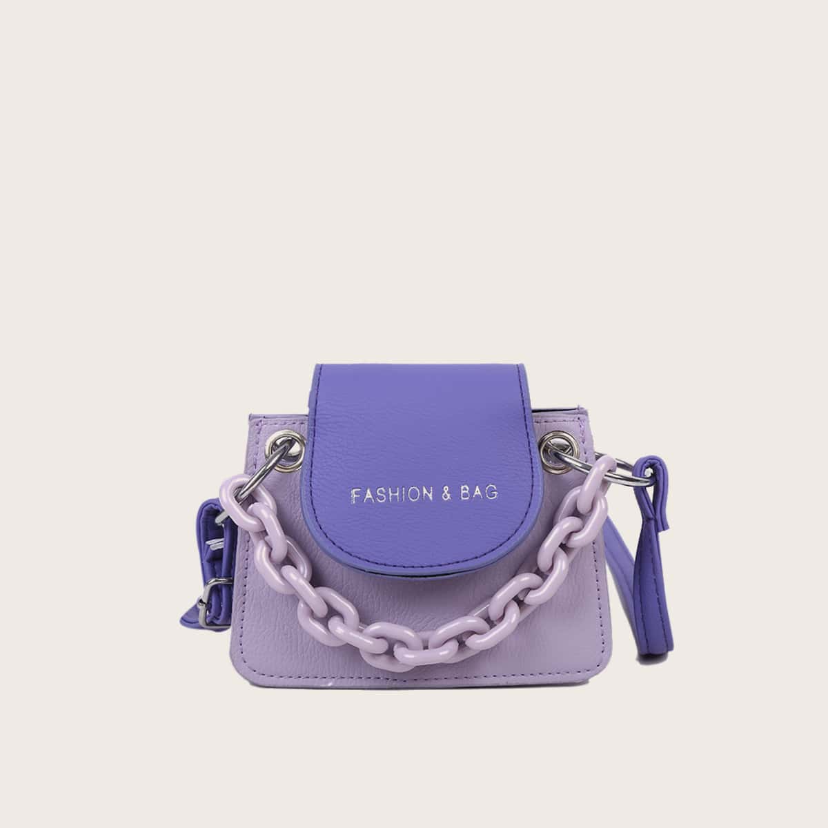 

Colorblock Chain Mini Satchel Bag, Purple