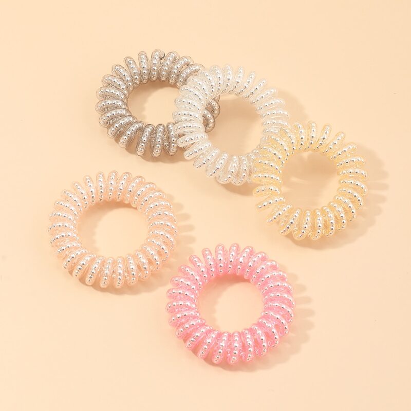 

5pcs Glitter Coil Hair Tie, Multicolor