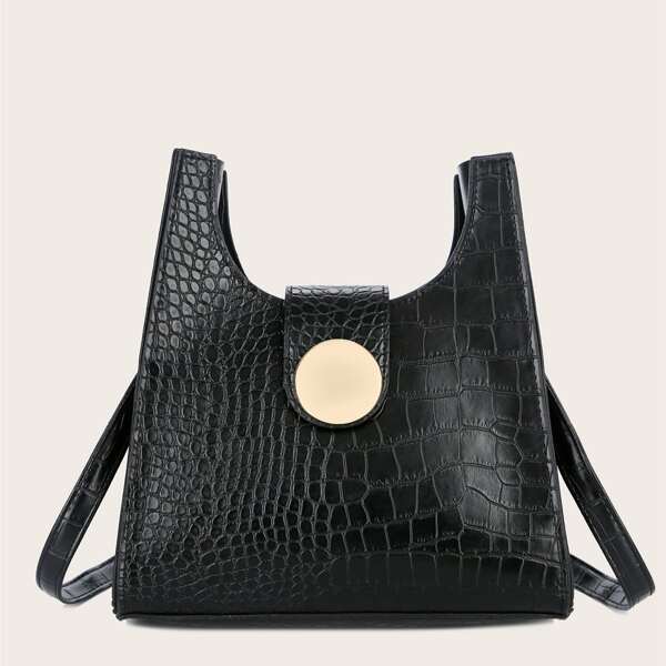 

Croc Embossed Crossbody Bag, Black