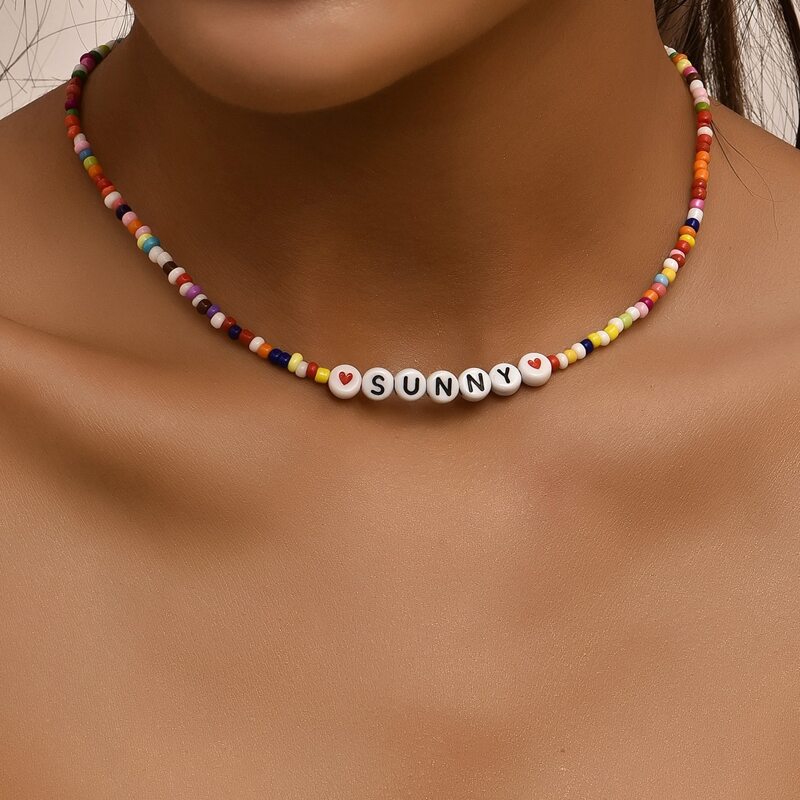 

Letter Beaded Necklace, Multicolor