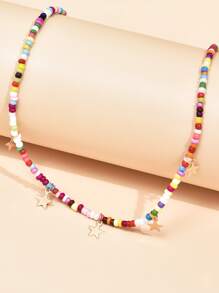 Star Charm Beaded Necklace - Multicolor - View 3