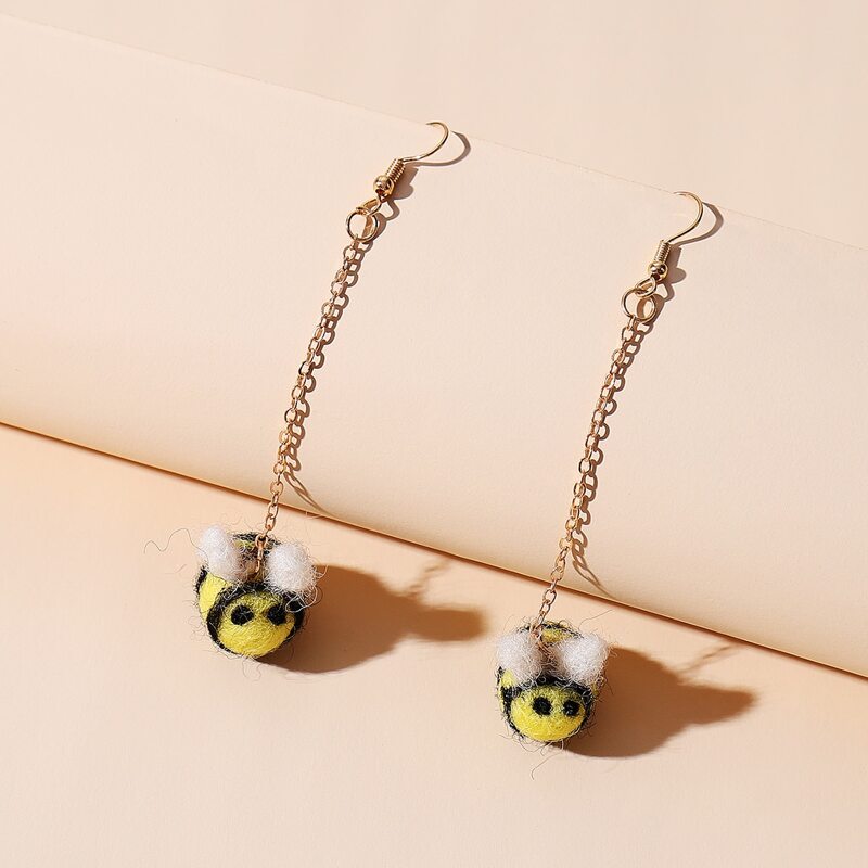 

Bee Design Drop Earrings, Yellow