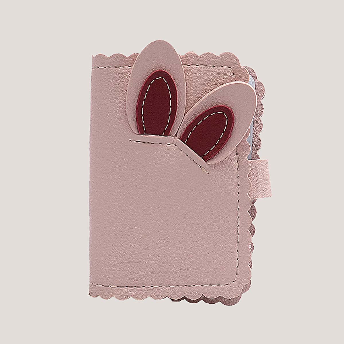 

Cartoon Ear Scallop Trim Card Pouch, Pastel dusty pink