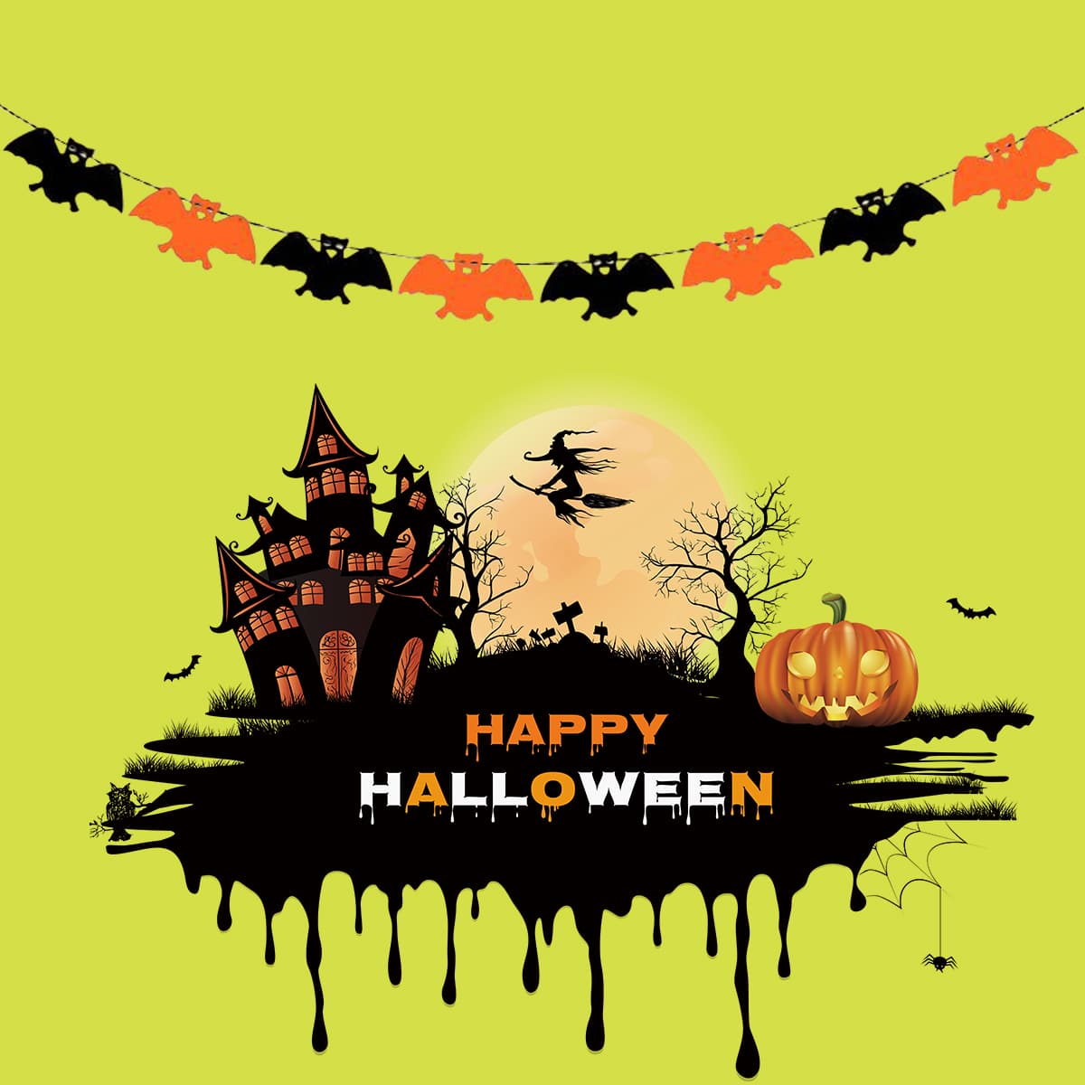 

1pc 3m Halloween Pull Flag, Multicolor