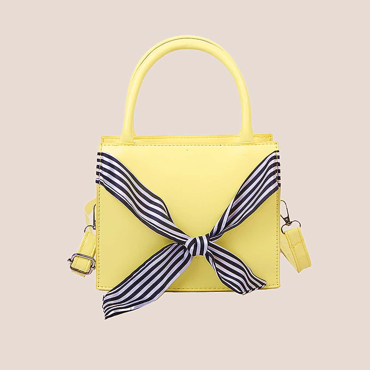 

Striped Knot Satchel Bag, Yellow pastel