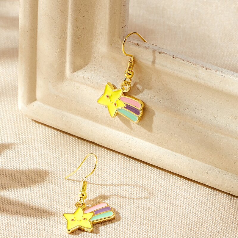 

Cartoon Star Drop Earrings, Yellow