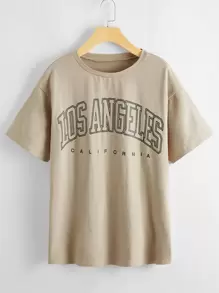 Letter Graphic Drop Shoulder Longline Tee