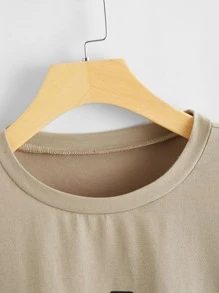 Letter Graphic Drop Shoulder Longline Tee