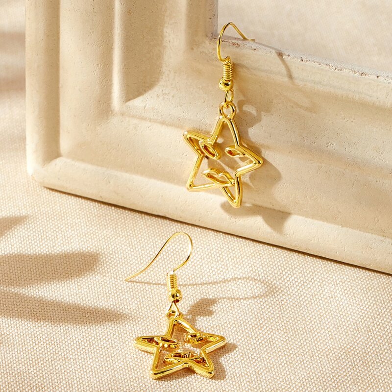 

Star Drop Earrings, Gold
