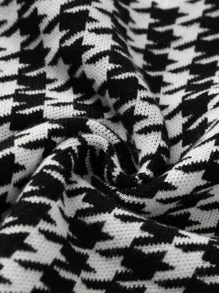 SHEIN Girls Houndstooth Sleeveless Sweater Vest - Black and White - View 3