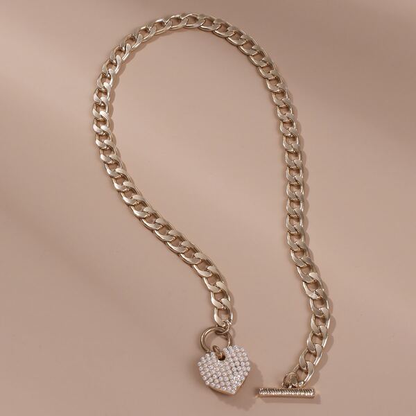 

Faux Pearl Charm Necklace, Gold