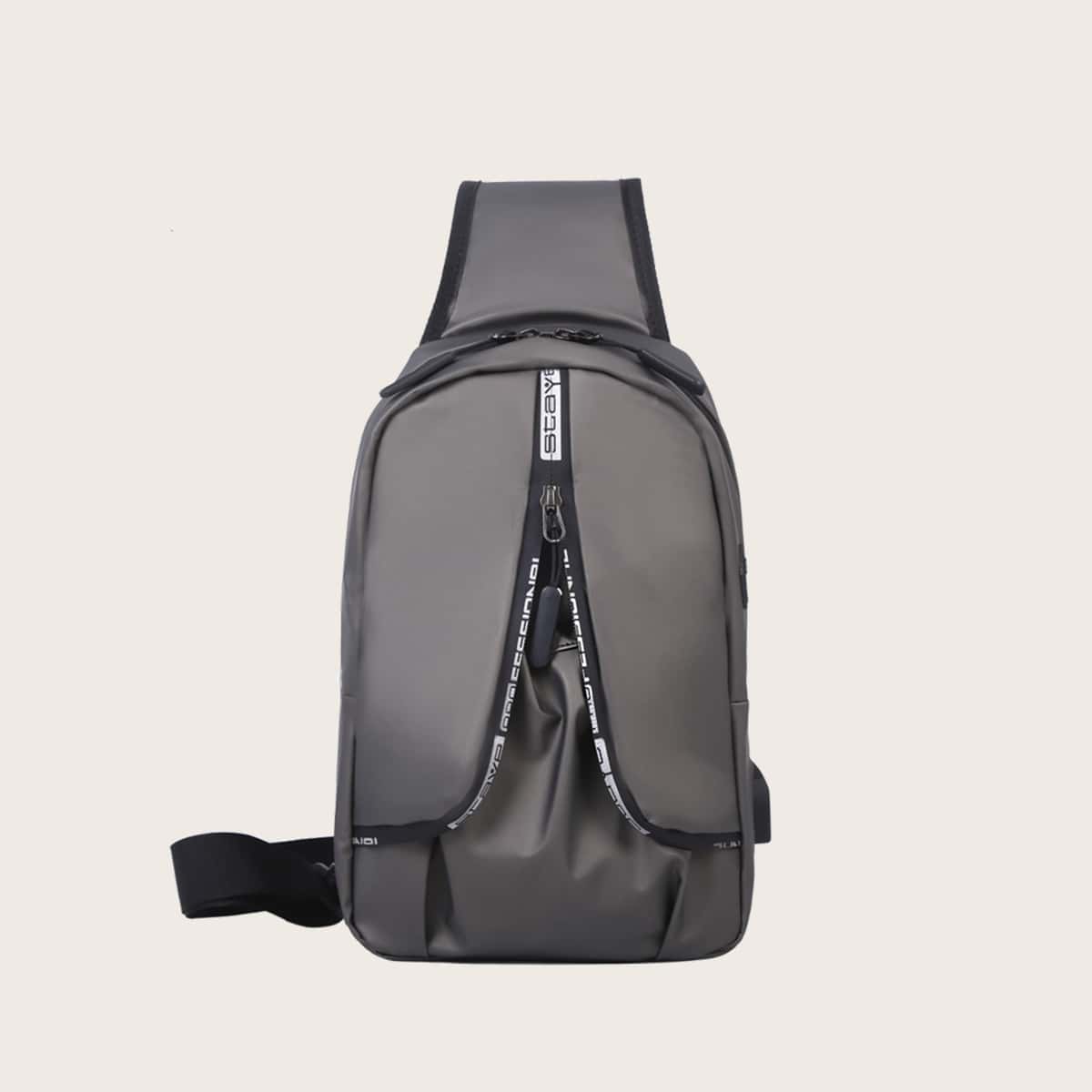 

Letter Tape Fanny Pack, Grey