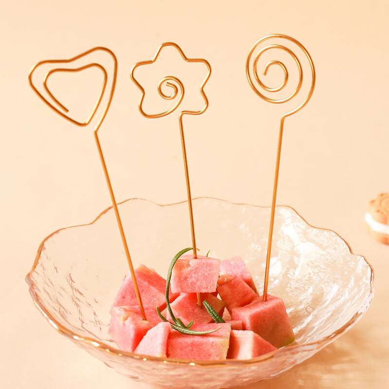 

6pcs Stainless Steel Fruit Fork, Gold