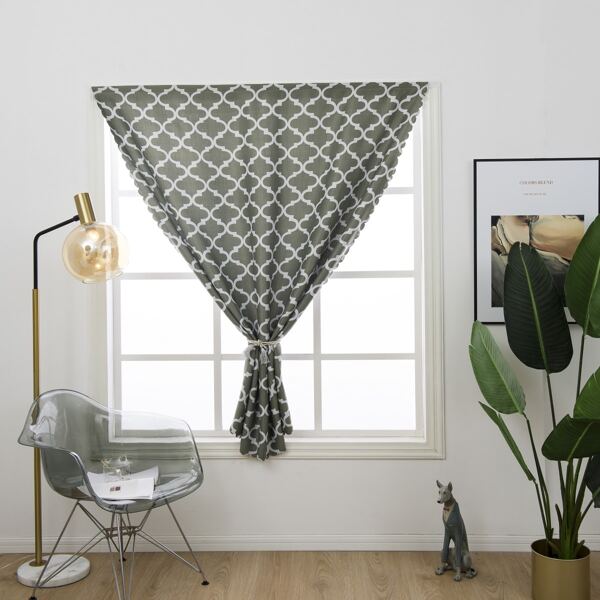 

1pc Geometric Pattern Curtain, Multicolor