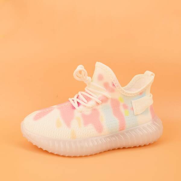 

Lace Up Decor Colorblock Knit Sneakers, White