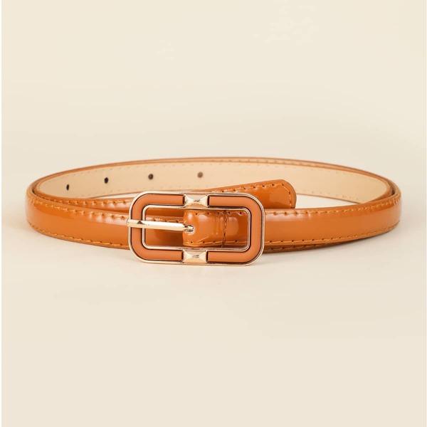 

Geo Buckle Skinny Belt, Brown