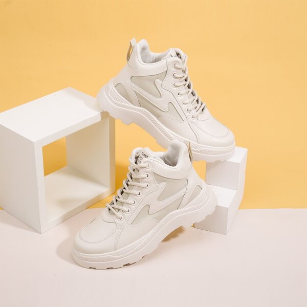 

Lace-up Front High Top Sneakers, Beige