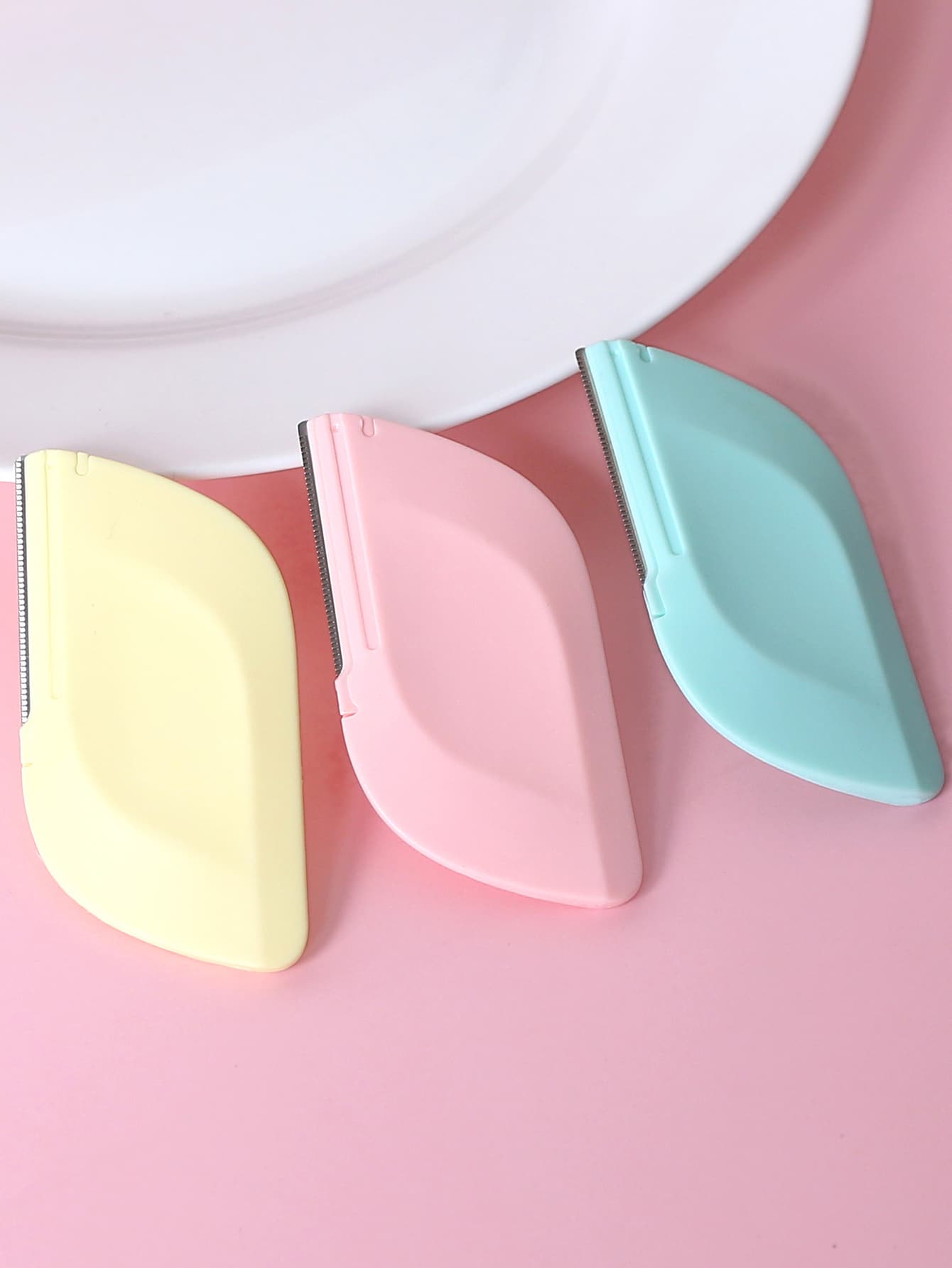 修眉剃須刀超精準2把不銹鋼鑽石剃須刀顏色隨機一次性一次性面部剃須工具-面部剃須刀 - 彩色 - 查看 1