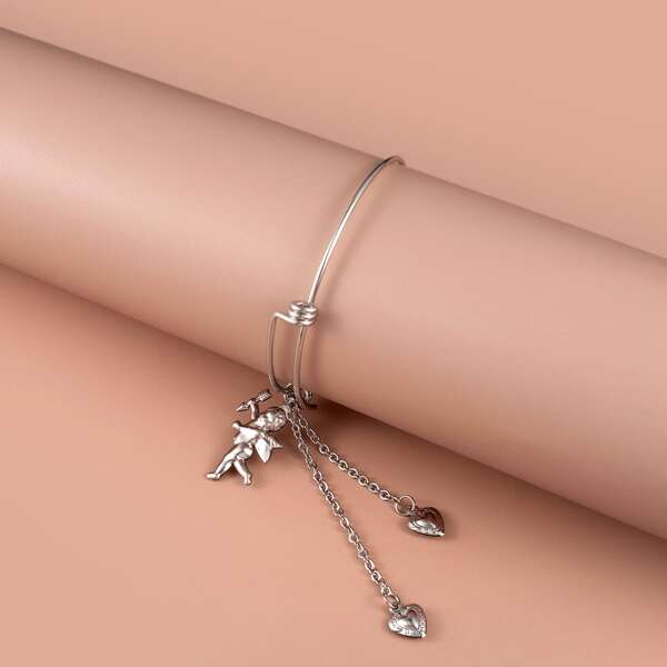 

Angel & Heart Charm Bracelet, Silver