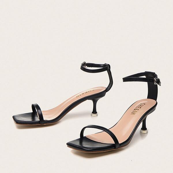 

Thin Strap Ankle Strap Stiletto Heeled Sandals, Black