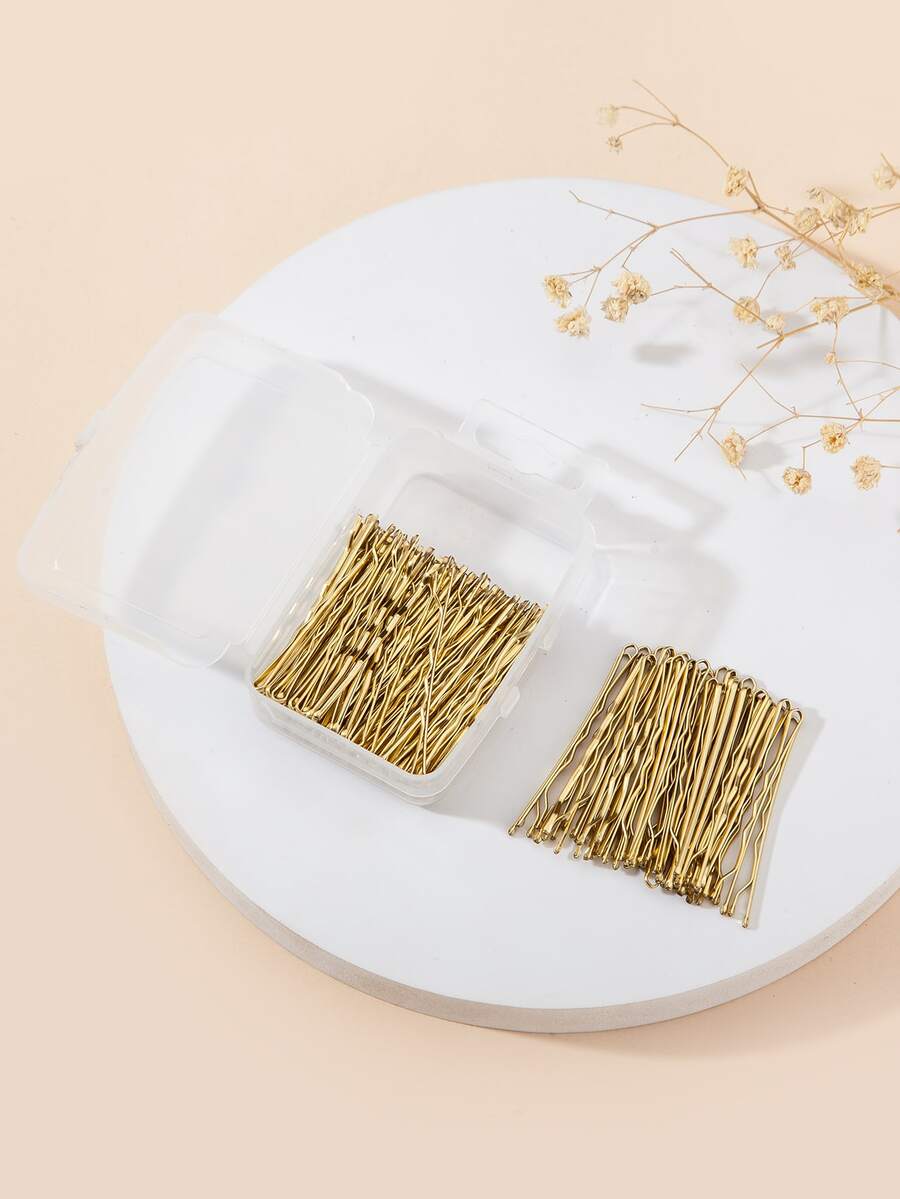 100 cô gái trẻ đơn giản Bobby Pin - Vàng - Xem 1